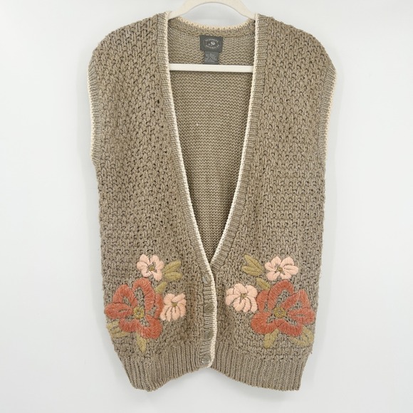 Designers Originals Jackets & Blazers - Designers Originals Vintage Cottagecore Floral‎ Embroidered Knit Sweater Vest L